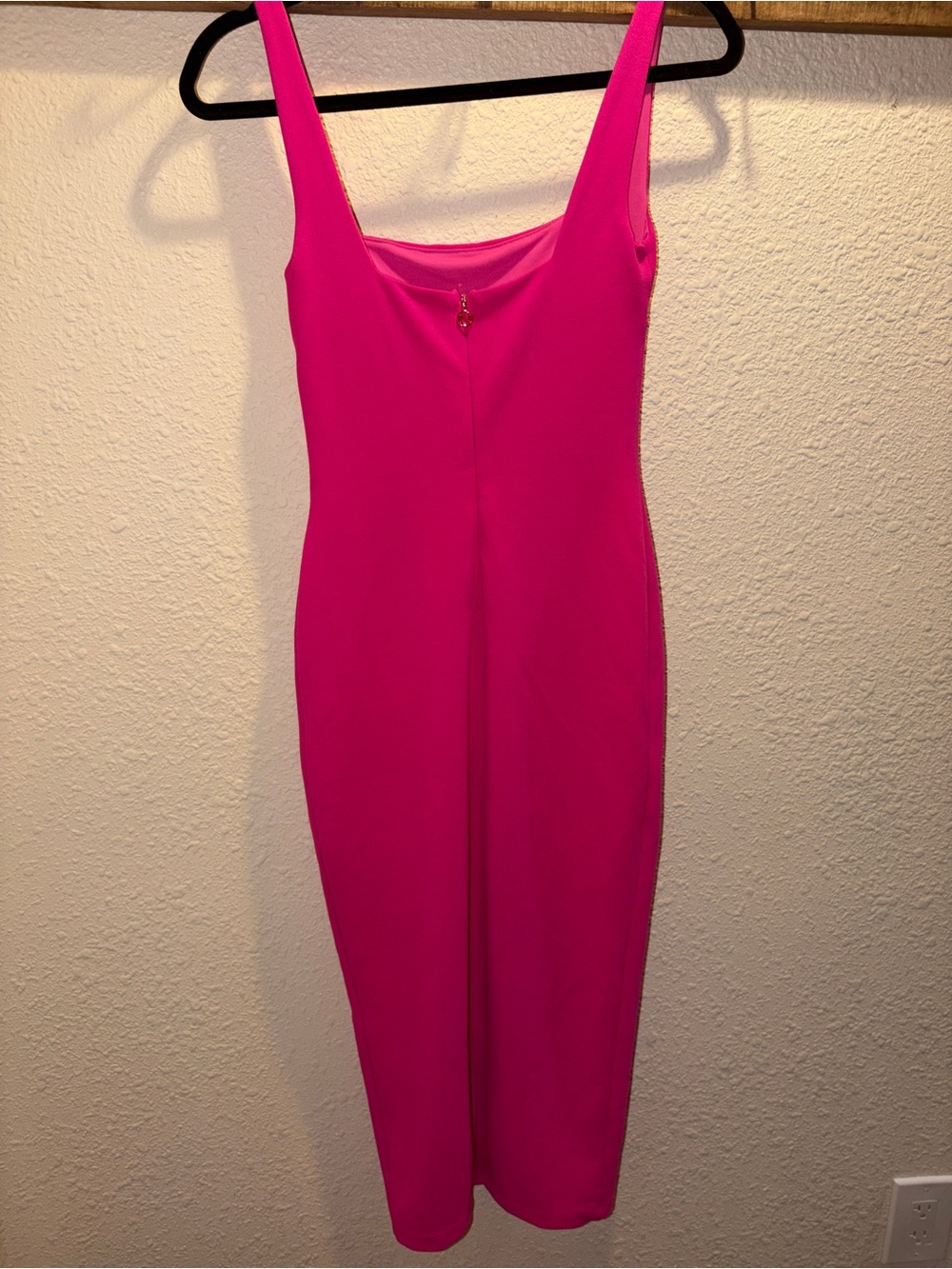 Nookie Hot Pink Midi Bodycon Square Neck Dress - Picture 2 of 4